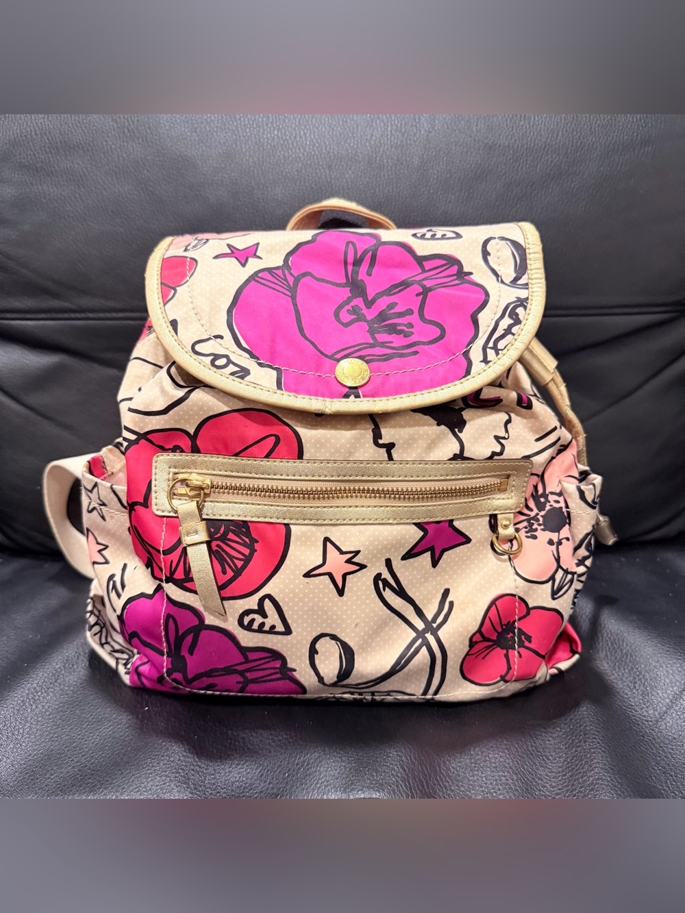 Coach Kyra Poppy Floral Graffiti Medium Drawstring Backpack - SEE FULL DETAILS